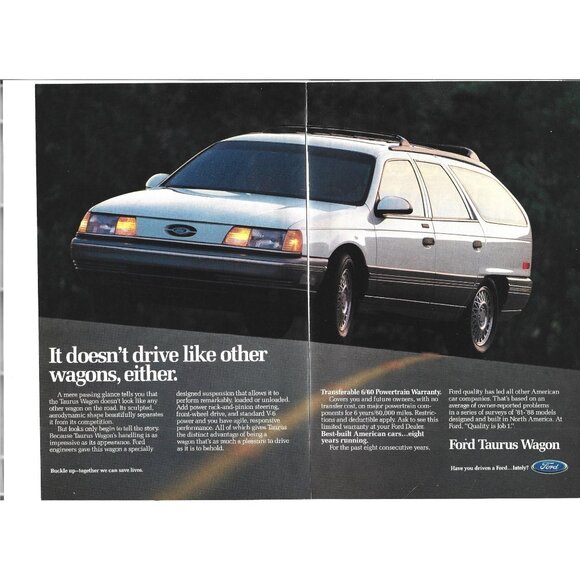 Ford Taurus Wagon Station 1980s Vintage Print Ad 2 PAGE - Picture 1 of 4